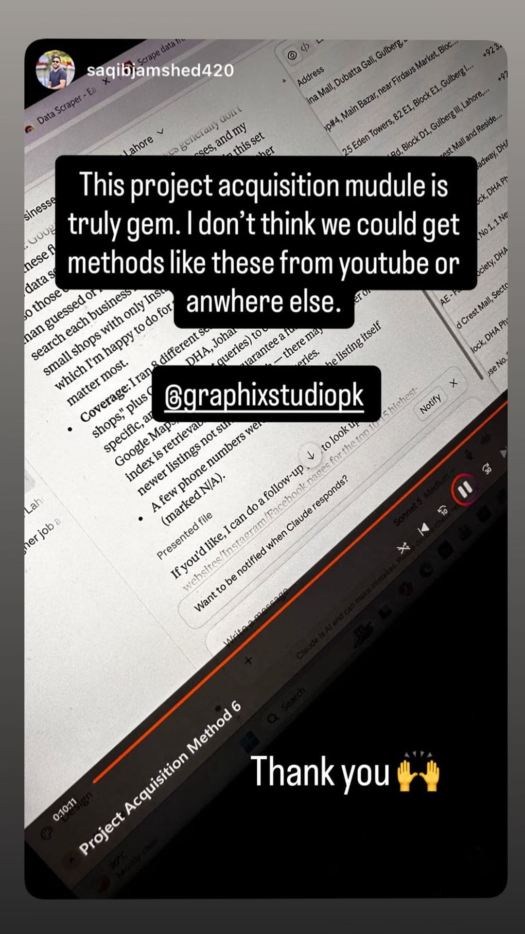 Student review 2: Instagram story project acquisition method feedback